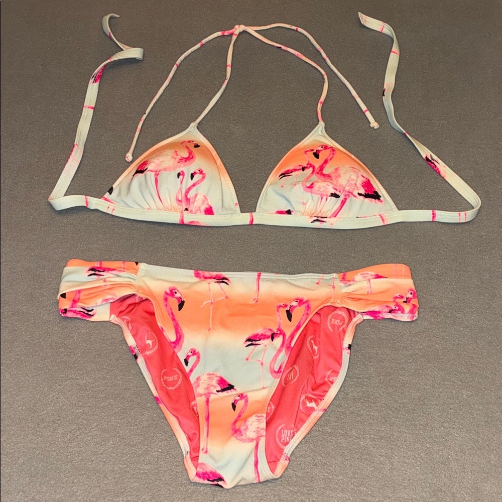 Victoria's Secret Flamingo Bikini Set- VS Pink Flamingos Rare collectible Set